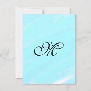Blaues Aquarellfarben-Monogramm mit Buchstaben in Postkarte