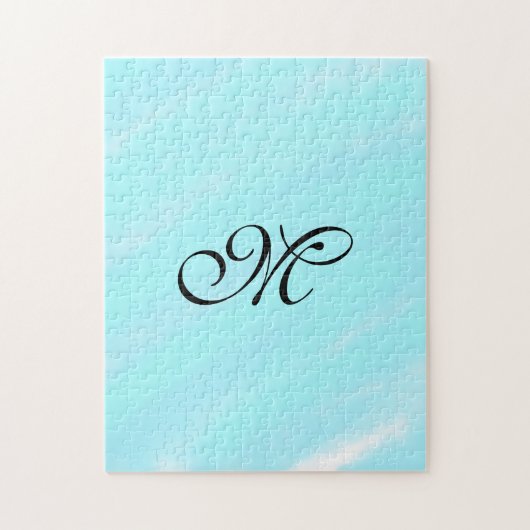 Blaues Aquarellfarben-Monogramm mit Buchstaben in  Puzzle (Vertikal)