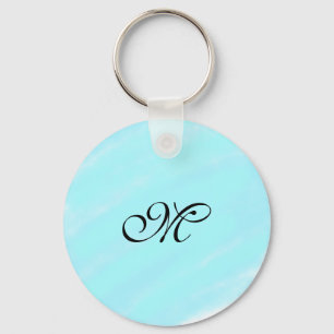 Blaues Aquarellfarben-Monogramm mit Buchstaben in Schlüsselanhänger