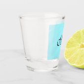 Blaues Aquarellfarben-Monogramm mit Buchstaben in Schnapsglas (Links)