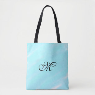 Blaues Aquarellfarben-Monogramm mit Buchstaben in Tasche