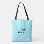Blaues Aquarellfarben-Monogramm mit Buchstaben in Tasche (Rückseite)