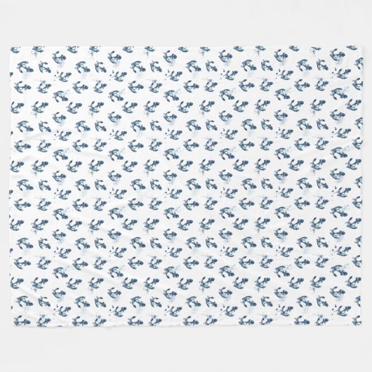 Blaues Aquarellmuster für den Anker Fleecedecke (Vorderseite (Horizontal))