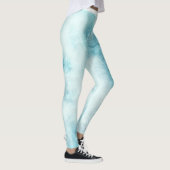 Blaues Aquarellmuster Leggings (Rechts)