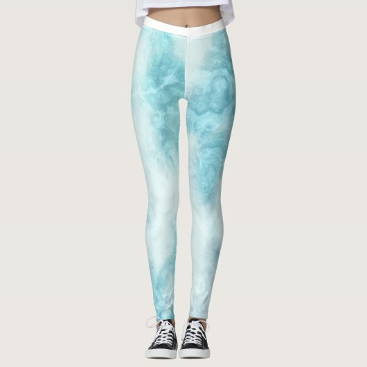 Blaues Aquarellmuster Leggings (Vorderseite)