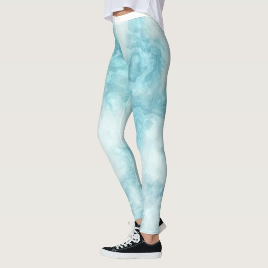 Blaues Aquarellmuster Leggings (Links)