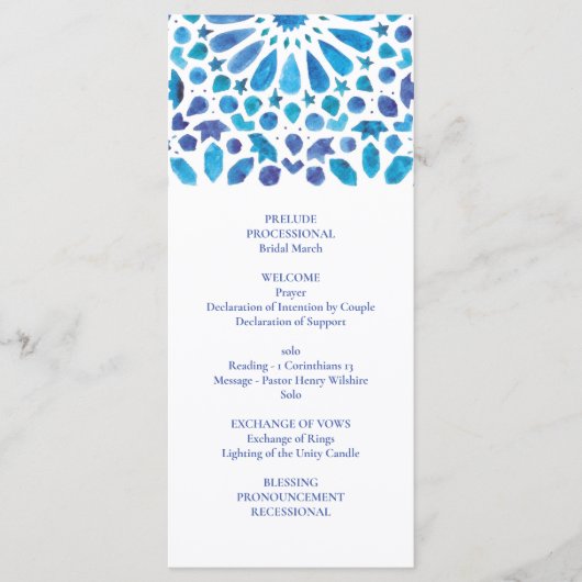 Blaues Aquarellmuster Programm (Vorderseite)