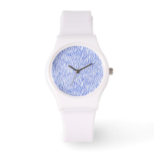 Blaues Aquarellzebra-Muster Armbanduhr