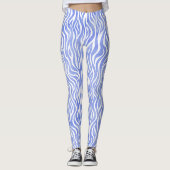 Blaues Aquarellzebra-Muster Leggings (Vorderseite)