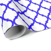 Blaues arabesisches Muster Geschenkpapier (Rolleneckpunkt)