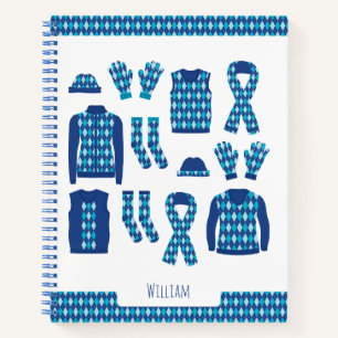 Blaues Argyle-Muster-Artikel-Notizbuch Notizbuch