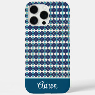 Blaues Argyle Personalisieren  iPhone 16 Pro Max Hülle