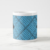 BLAUES ARGYLE-STRICKMUSTER Große Tasse + Initiale  (Vorderseite)