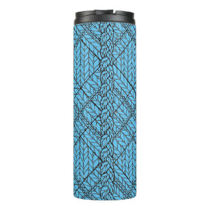 BLAUES ARGYLE-STRICKMUSTER Wärmebecher Thermosbecher