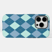 Blaues Argyle Vintage-Muster Case-Mate iPhone Hülle (Rückseite (Horizontal))