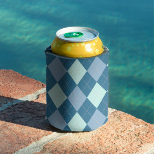 Blaues Argyle Vintage-Muster Dosenkühler