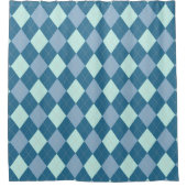 Blaues Argyle Vintage-Muster Duschvorhang (Vorderseite)