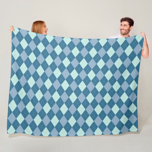 Blaues Argyle Vintage-Muster Fleecedecke (Beispiel)