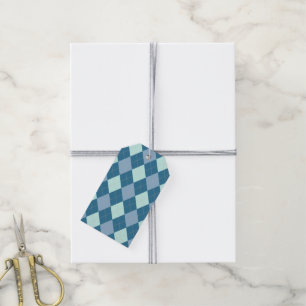 Blaues Argyle Vintage-Muster Geschenkanhänger