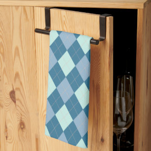 Blaues Argyle Vintage-Muster Geschirrtuch