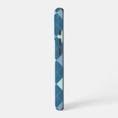 Blaues Argyle Vintage-Muster iPhone Hülle (Linke Seite)