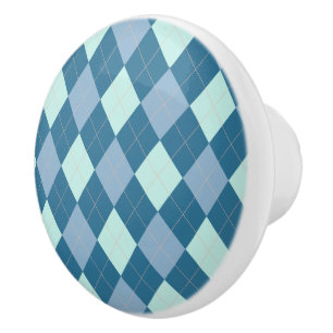 Blaues Argyle-Vintage-Muster Keramikknauf