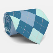 Blaues Argyle Vintage-Muster Krawatte (Gerollt)