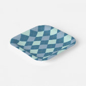 Blaues Argyle Vintage-Muster Pappteller (Gewinkelt)