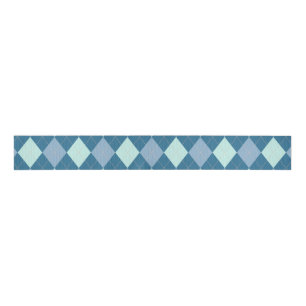 Blaues Argyle Vintage-Muster Ripsband