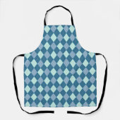 Blaues Argyle Vintage-Muster Schürze (Vorderseite)