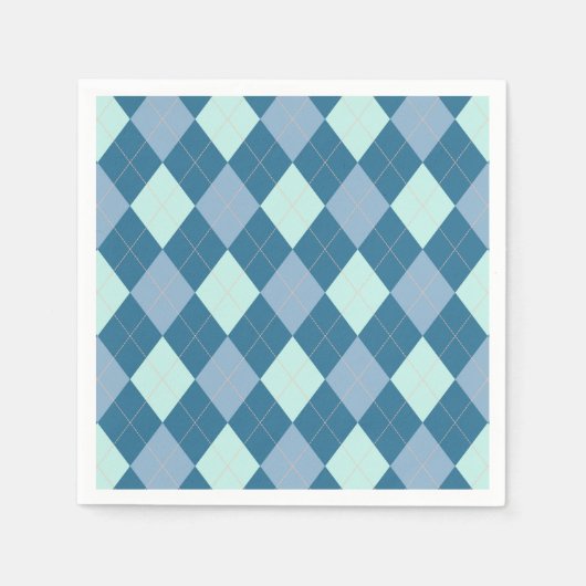 Blaues Argyle-Vintage-Muster Serviette (Vorderseite)