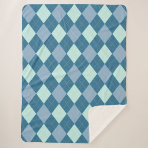 Blaues Argyle-Vintage-Muster Sherpadecke