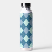 Blaues Argyle Vintage-Muster Trinkflasche (Links)