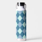 Blaues Argyle Vintage-Muster Trinkflasche (Vorne)