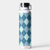 Blaues Argyle Vintage-Muster Trinkflasche (Rückseite)