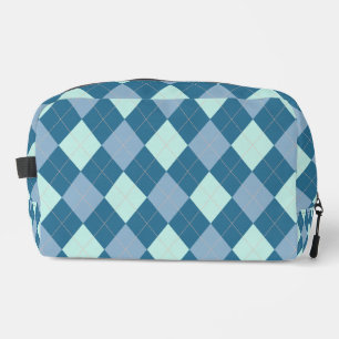 Blaues Argyle Vintage-Muster Waschbeutel