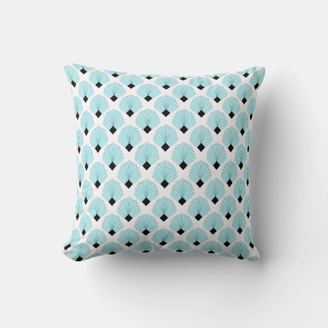 Blaues Art Deco Design Kissen (Vorderseite)