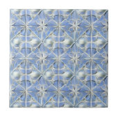 Blaues ästhetisches Blumenmuster Fliese (Vorderseite)