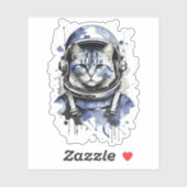 Blaues Astronautenkatze-Plashdesign Aufkleber (Blatt)