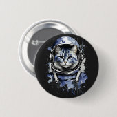 Blaues Astronautenkatze-Plashdesign Button (Vorne & Hinten)