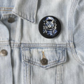 Blaues Astronautenkatze-Plashdesign Button (Beispiel)