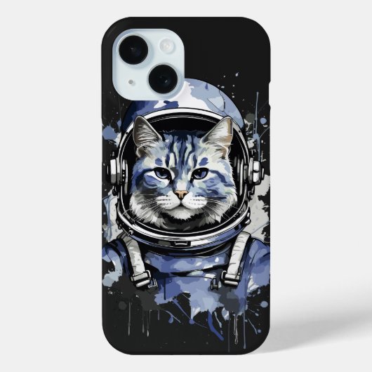Blaues Astronautenkatze-Plashdesign Case-Mate iPhone Hülle (Rückseite)