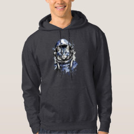 Blaues Astronautenkatze-Plashdesign Hoodie
