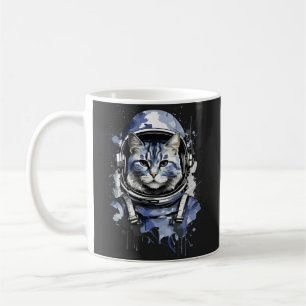 Blaues Astronautenkatze-Plashdesign Kaffeetasse