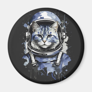Blaues Astronautenkatze-Plashdesign Magnet