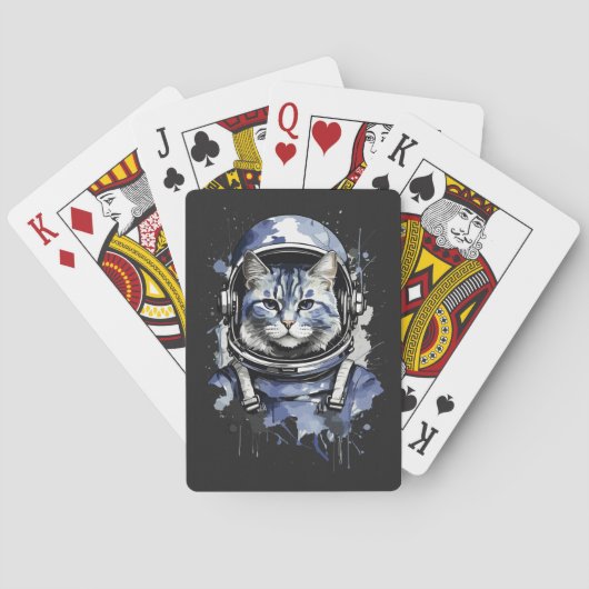 Blaues Astronautenkatze-Plashdesign Spielkarten (Rückseite)