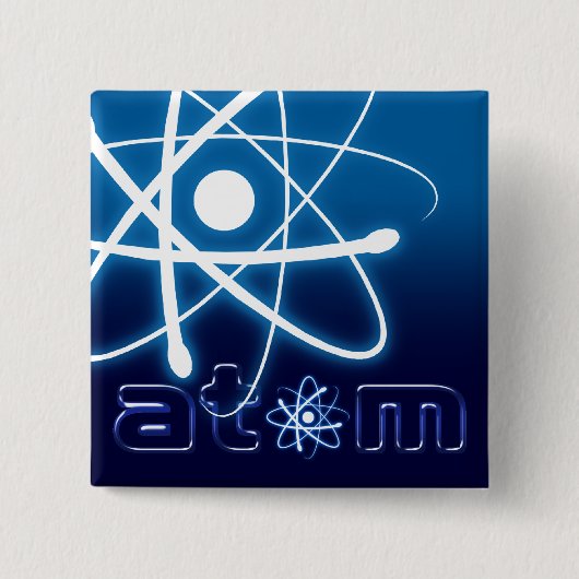 Blaues Atom - Knopf Button (Vorderseite)