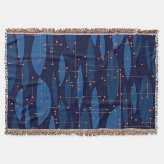 Blaues Atomic-nahtloses Muster Mitte des Jahrhunde Decke (Vorderseite)