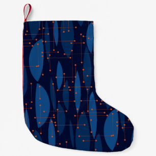Blaues Atomic-nahtloses Muster Mitte des Jahrhunde Kleiner Weihnachtsstrumpf