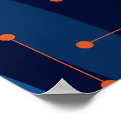 Blaues Atomic-nahtloses Muster Mitte des Jahrhunde Poster (Ecke)
